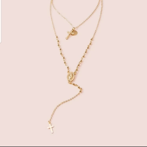 *Carol* Layered Gold Cross Necklace - Picture 3 of 3